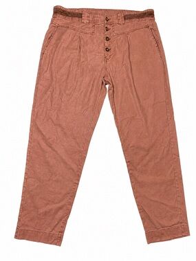 Sundance Linen Blend Button Fly Pants Boho Cottagecore Resort Womens 16 Coastal